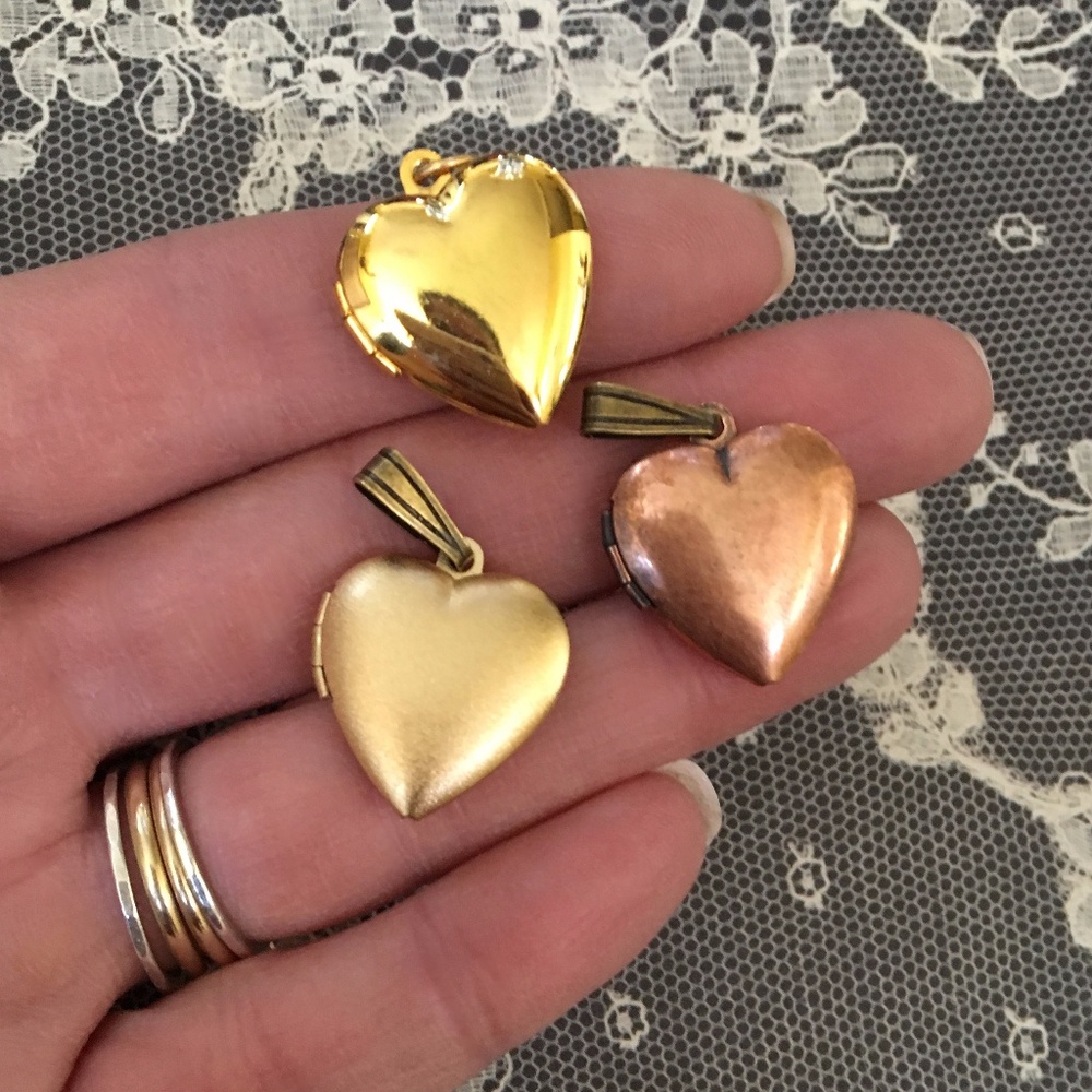 Set of 3 Heart Charm Lockets - makes great gifts!